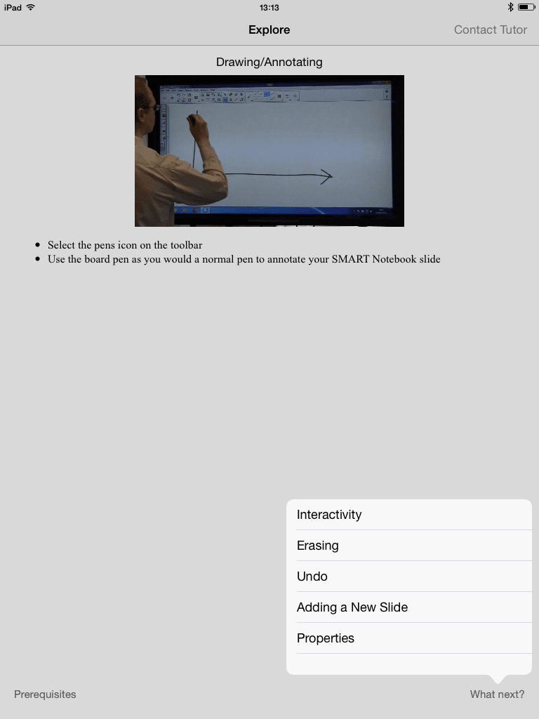 A screenshot of an iPad user-interface